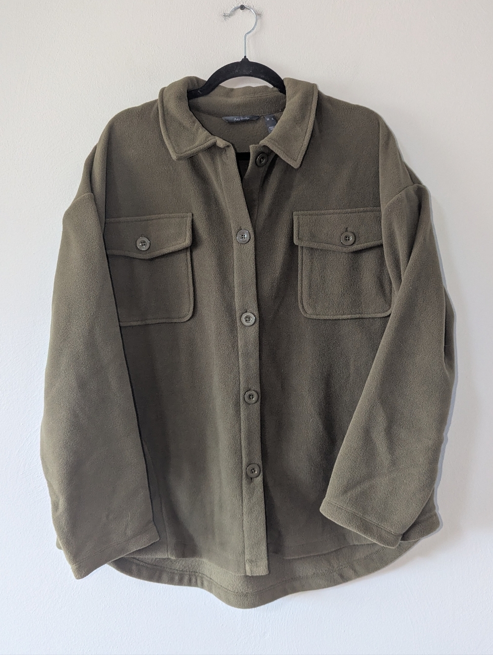 XL NWOT Any Body Green Button Front Fleece Jacket